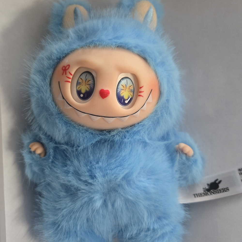 Labu Inspired Blue Furry Monster Plush Toy With Key Ring
